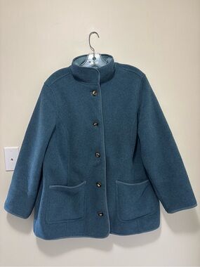 L.L. Bean Blue Button Fleece Coat Petite XL